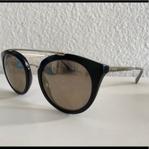 PRADA WOMEN'S SUNGLASSES BLACK W/BROWN GOLD 1AB1C0